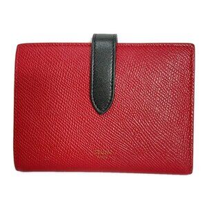 CELINE Medium strap wallet - Red Black Leather Bifold Wallet 196-071325